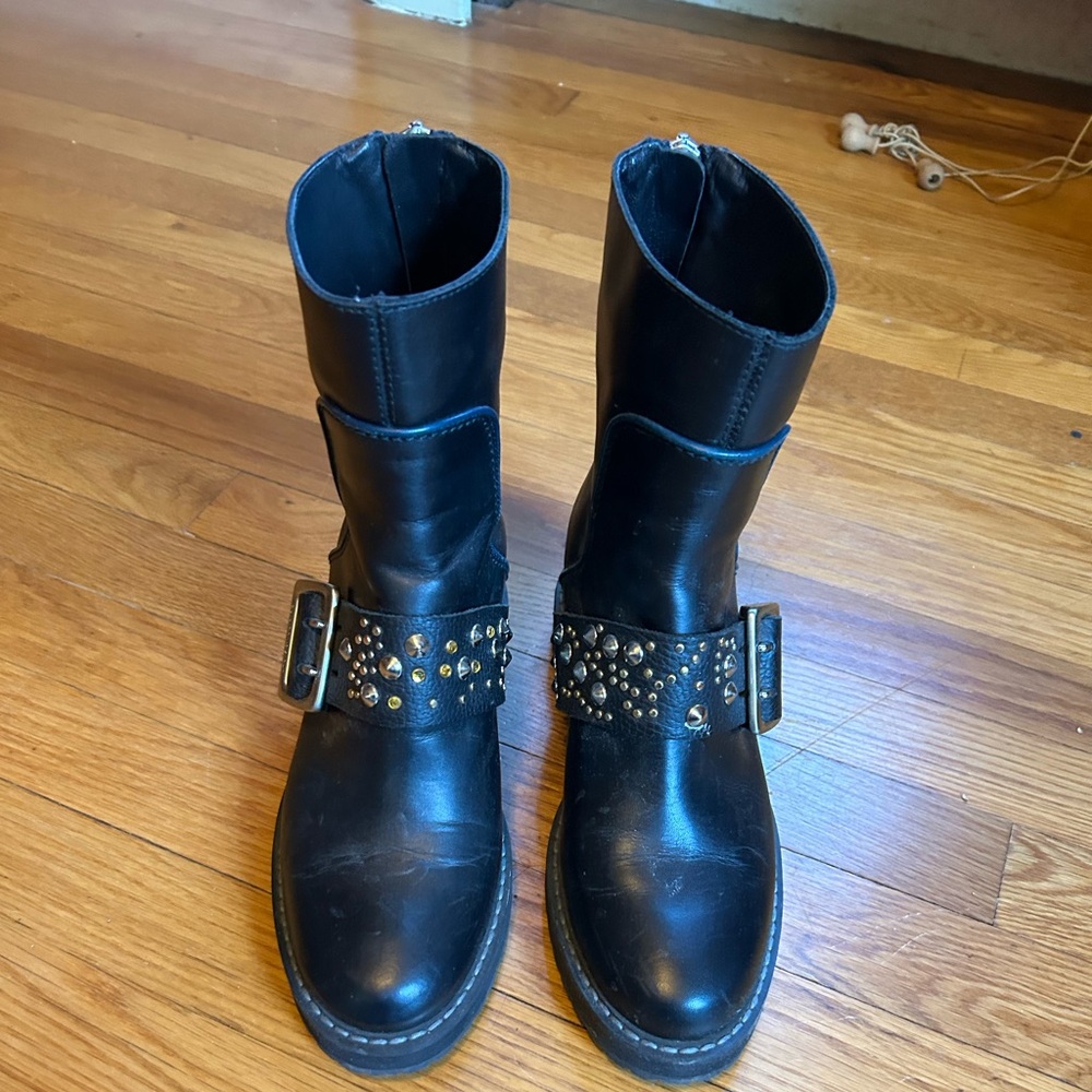 Zadig & Voltaire black studded leather boots